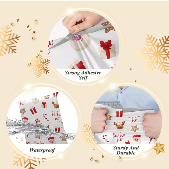 10ct Fuxury Christmas Poly Mailers 10x13 Inch - Picture 3 of 5